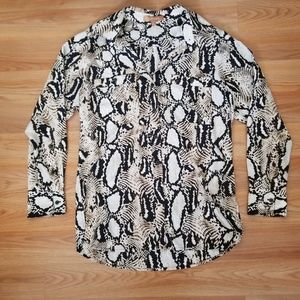 Ellen Tracy Python Blouse Convertible Sleeves S